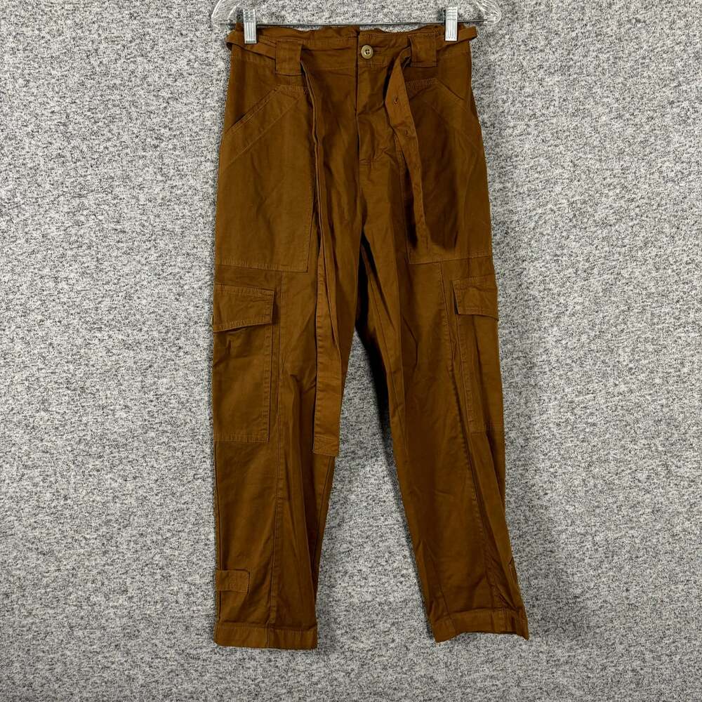 Alex Mill Women's 0 Brown Expedition Cropped Belted Slim Leg Pants
